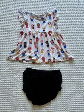 Angel Dear Women Icons Feminist Bamboo Peplum Top & Ruffle Bloomers Set 18-24M